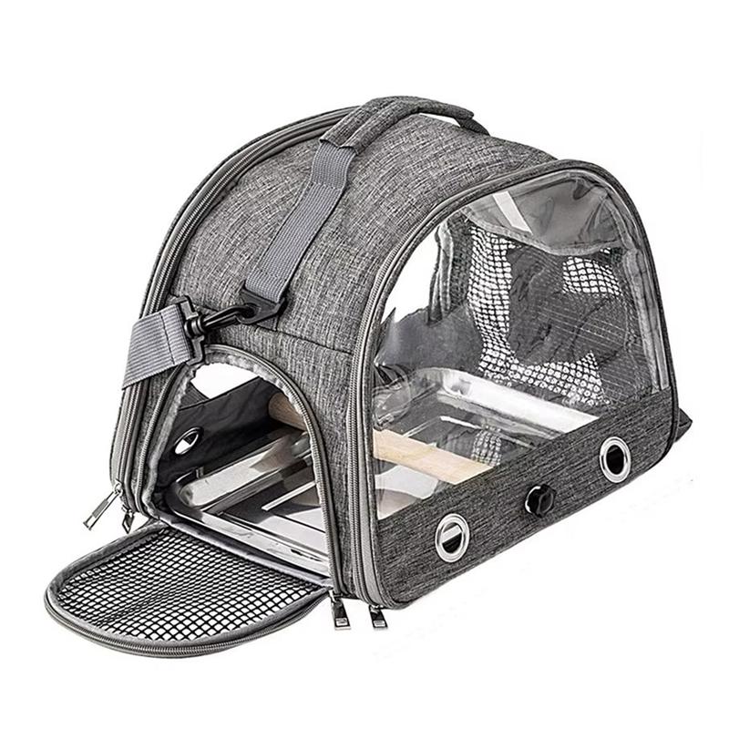 

AEE4-Bird Carrier Bag Backpack For Parrot Withstrap Portable Small Animal Carrier Outside Travel Cage