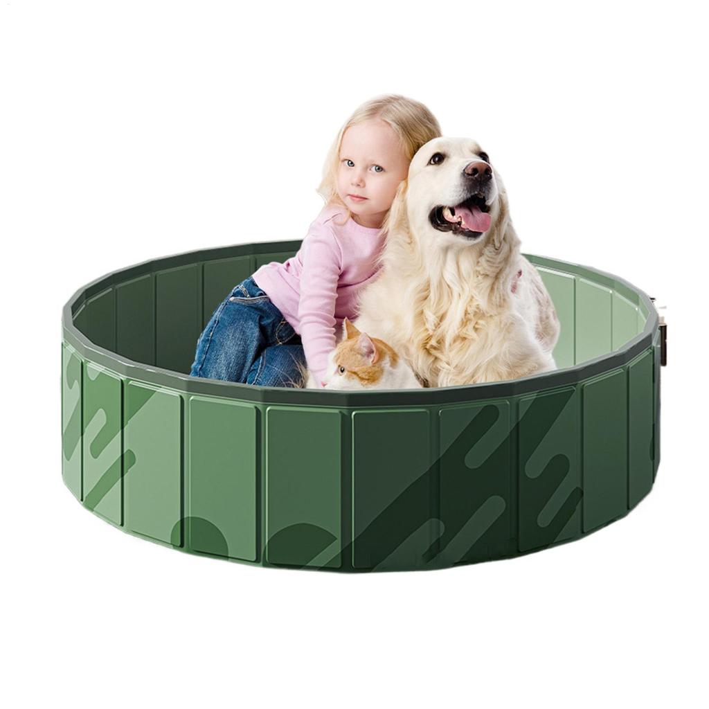 High-Strength Puppy Swim Bathtub Foldable Pool Dog Swimming Pool Portable Kids SwimPool with Drainage Hole Non-Slip Pet Cooling