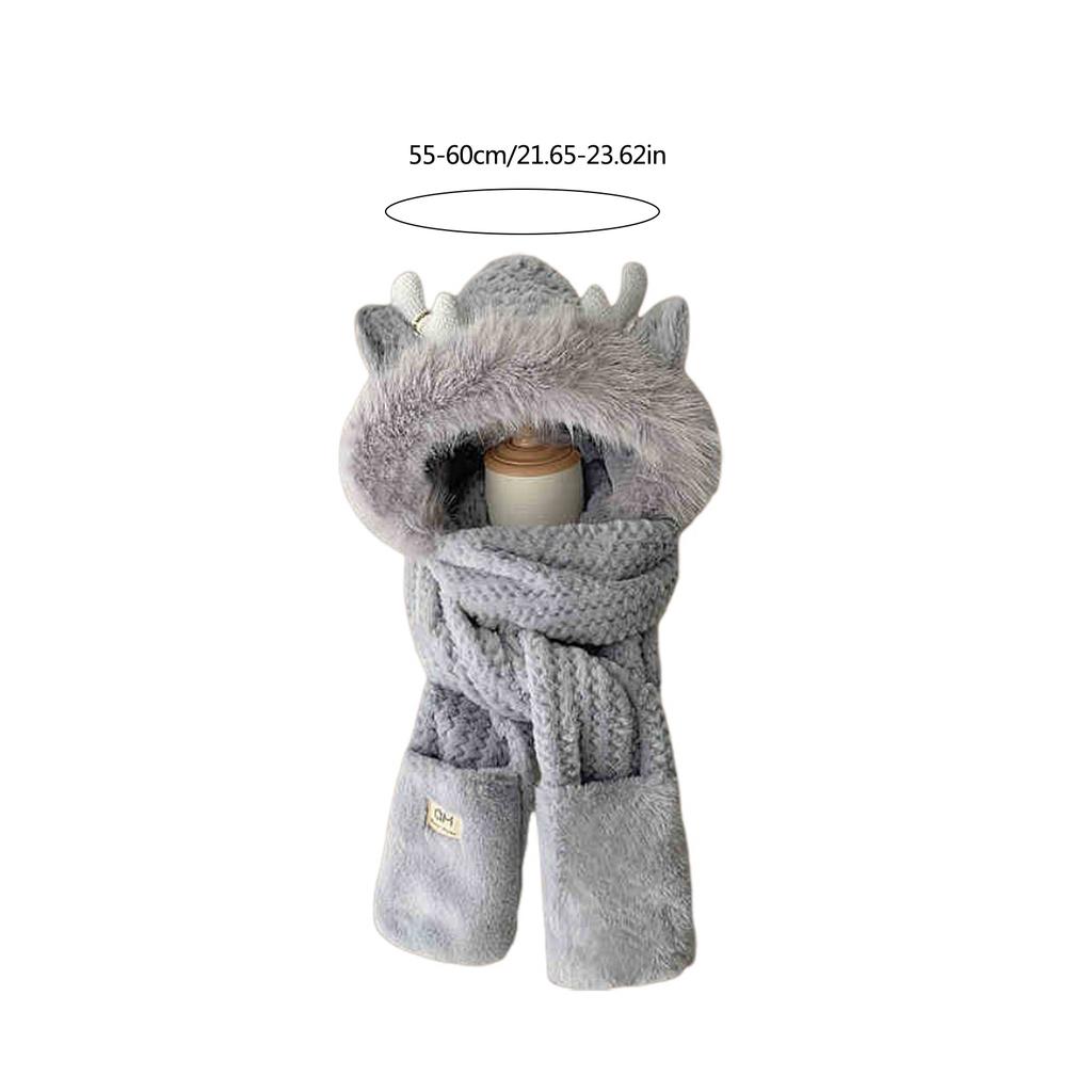 Women Winter Scarf Hat Gloves Set Girl Headwear for Girl Winter Cycling Climbing Skiing Scarf Hat Thick Lining