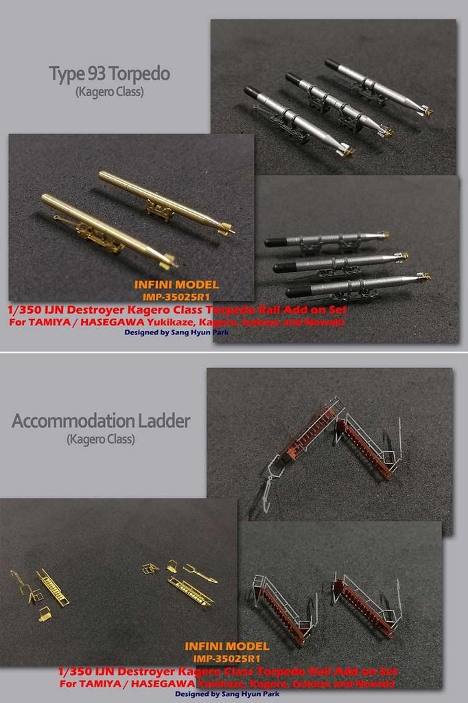 Infini Model IMP Series Japanese Navy Destroyer Torpedo Transport Rail Set for Ship Etching Parts Plastic Model Parts IMP3525 1/350 Kagero-class T/H