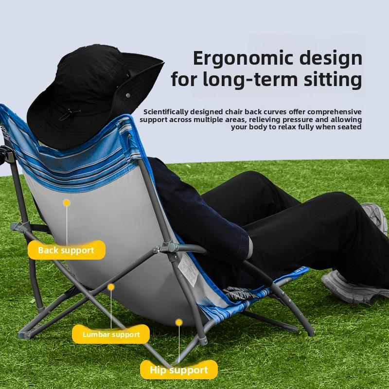 Portable Foldable Storable Beach Camping Chair With Sun Umbrella New Metal Fabric Reclining Seat Ideal For Outdoor Fishing Rest