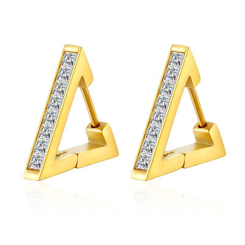Classic High Quality Single Row Zircon Ear Buckle Gold Plated Jewelry Wholesale fashion золотистый