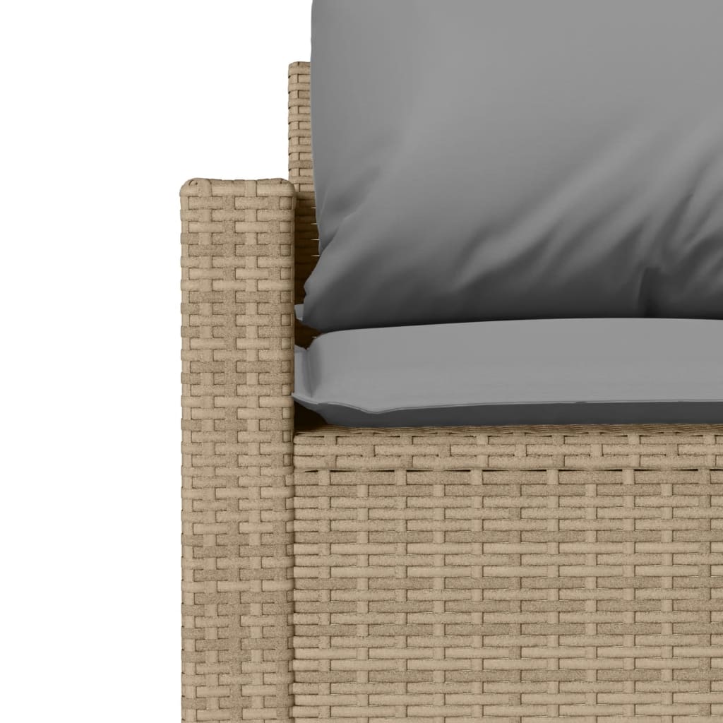 4 Piece Outdoor Sofa Set with Cushions Beige Poly Rattan