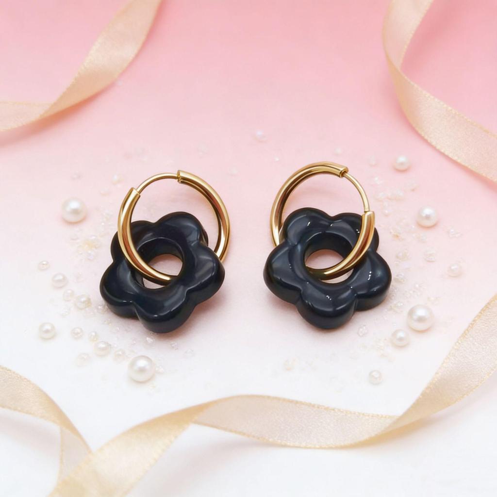 2025 Dopamine-Inspired Enamel Flower Hoop Ear Cuffs - Light Luxury Earrings