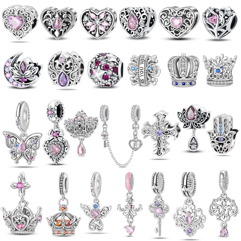 Heart Zircon Charms Original Classic Copper Plated Lotus Angel Beads Fitbracelets Women Diy Jewelry Fine Gifts Jewelry