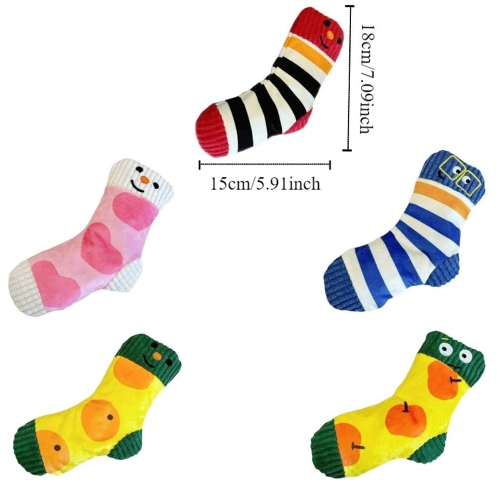 Bite-Resistant Dog Food Leakage Socks Cartoon Squeaker Dog Sound Making Socks Colorful Dog Treat Dispenser Teeth Cleaning