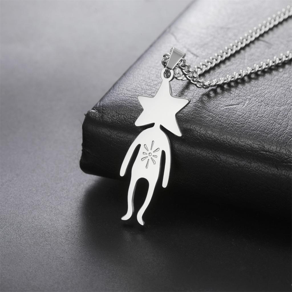  Spiral Moon Star Planet People Necklace for Children Fashion Fun Space Enthusiasts Pendant Necklaces Party Jewelry Gifts