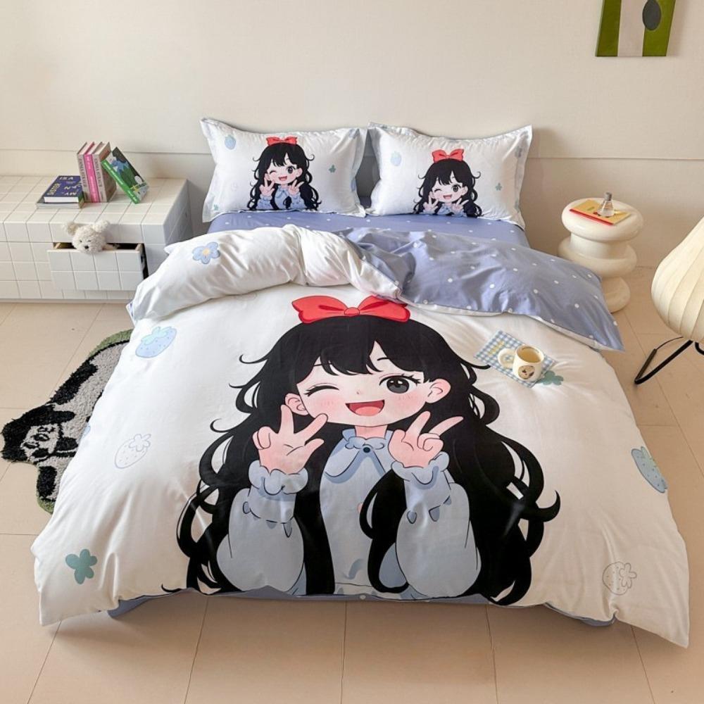 Cartoon  princess Motif,Bed Linen,Microfibre Bedding Sets, Children's Bed Linen  for Teenagers 3D Printed  DuvetCover with Zip