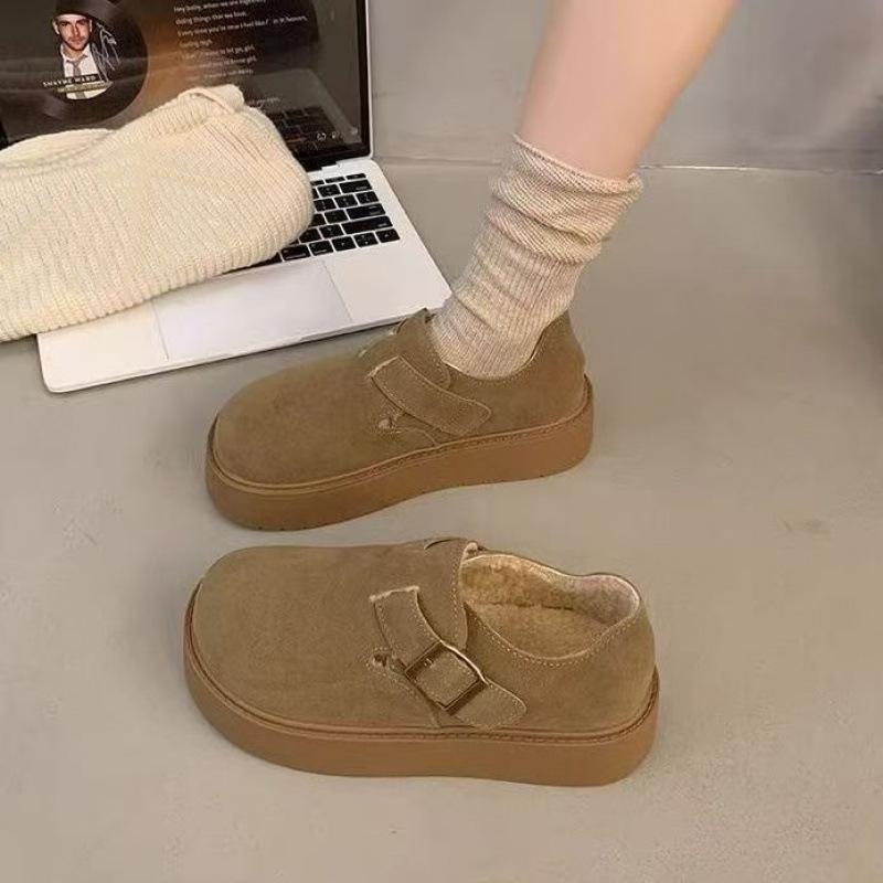 Muffin thick-soled all-inclusive snow boots 2025 autumn and winter new popular height increase versatile one-pedal loafer velvet cotton shoes