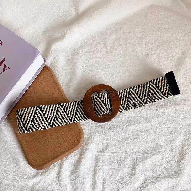 Belt for women, Korean version, niche decoration, retro waist seal with dress, simple and fashionable, elastic and non perforate
