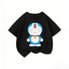 Cute Boys Girls Short Sleeve T Shirt Doraemon Cartoon Pattern Crew Neck Comfort Summer Casual Daily Wear 3 To 14Y