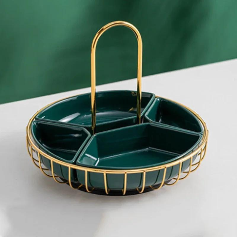 Rotatable Ceramic Fruit Tray Household Dining Table Dry Living Room Coffee Assortment Snack