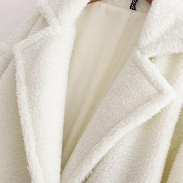 Toamnă Iarnă Femei Lângă Bej Teddy Jachetă Elegantă Femeie Gros Cald Cașmir Ocazional Fete Streetwear