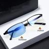 Модные фотохромные очки для близорукости в металлической оправе с защитой от синего света и минусом зрения, мужские деловые солнцезащитные очки с изменением цвета