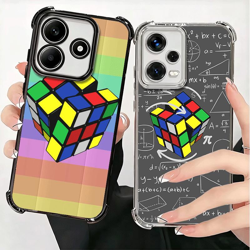 Rubik Cube Formula Spoofs Math Soft Phone Case For Xiaomi Redmi Note 14 15 Pro Plus 13 12 11S 11T 5G 10 9S 9 Plating Anti-Fall F