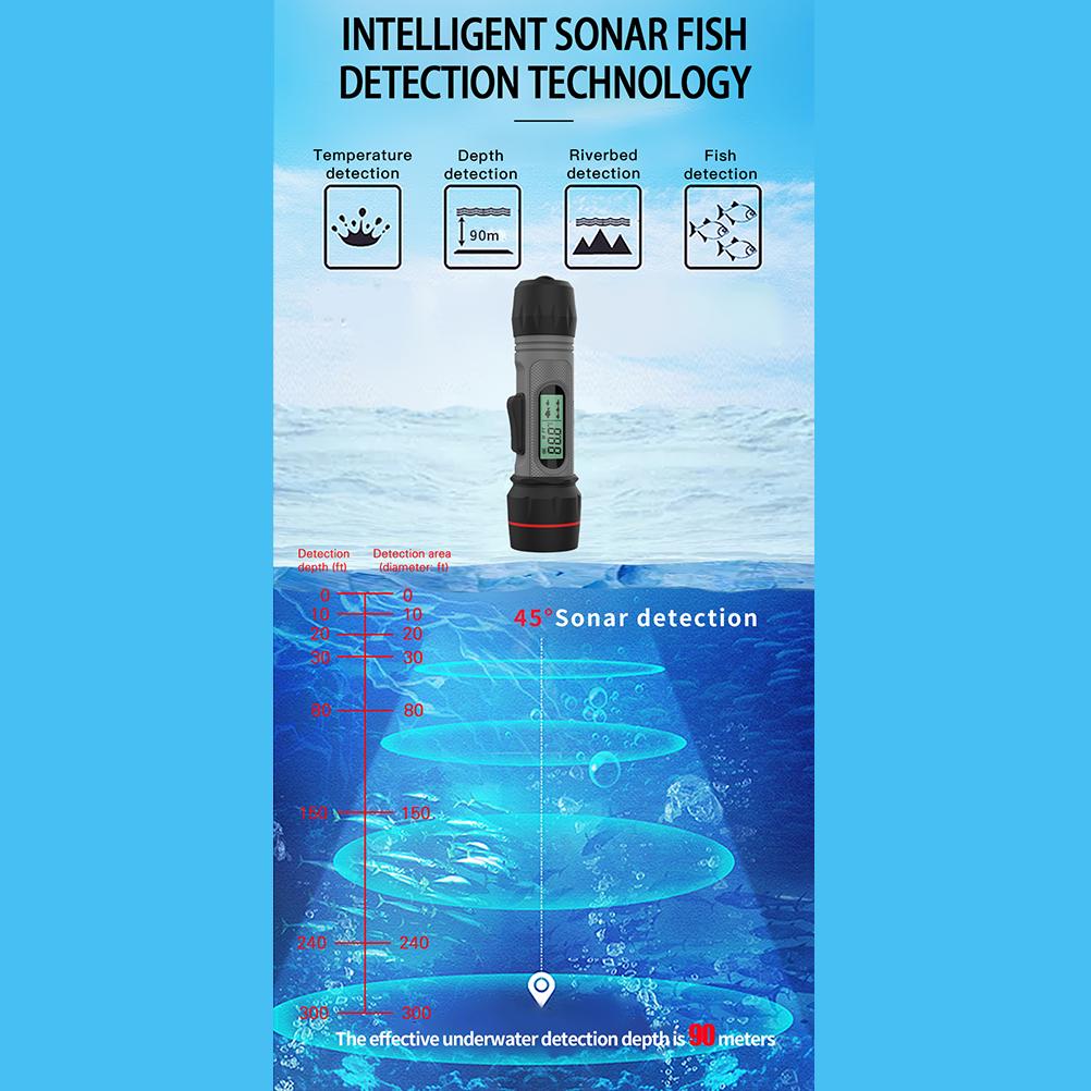Portable Sonar Fish Finder Waterproof Wireless Bluetooth Depth Finder Ice Fish Finder with Depth Readout Display for
