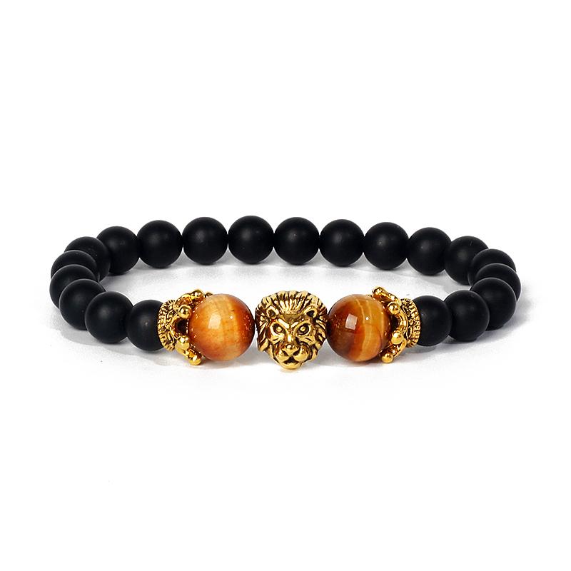 Lion Leopard Charm Bracelets Men Nature Tiger Eye Lava Stone Oil Heal Anxiety Aromatherapy Bracelets for Women Diffuser Jewelry