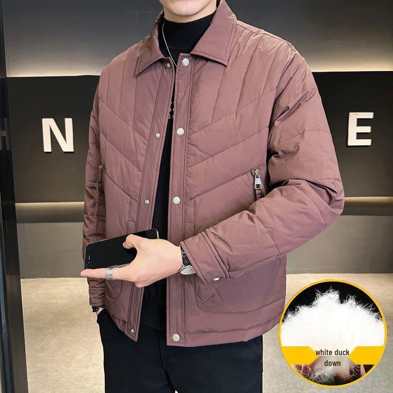 

Мужской модный пуховик 2025 - Легкий, теплый, зимнее пальто с отложным воротником 2XL