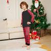 2Pcs/Set Family Matching Pajamas Set O Neck Long Sleeves Top Plaid Trousers Festive Parent-child