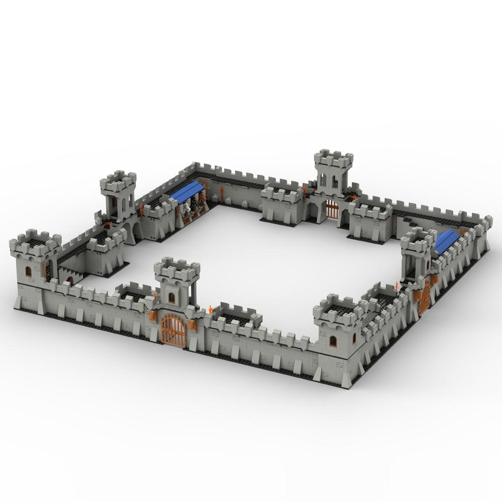 Medieval City Block Building Set - Interlocking Tower and Wall Scene Assembly