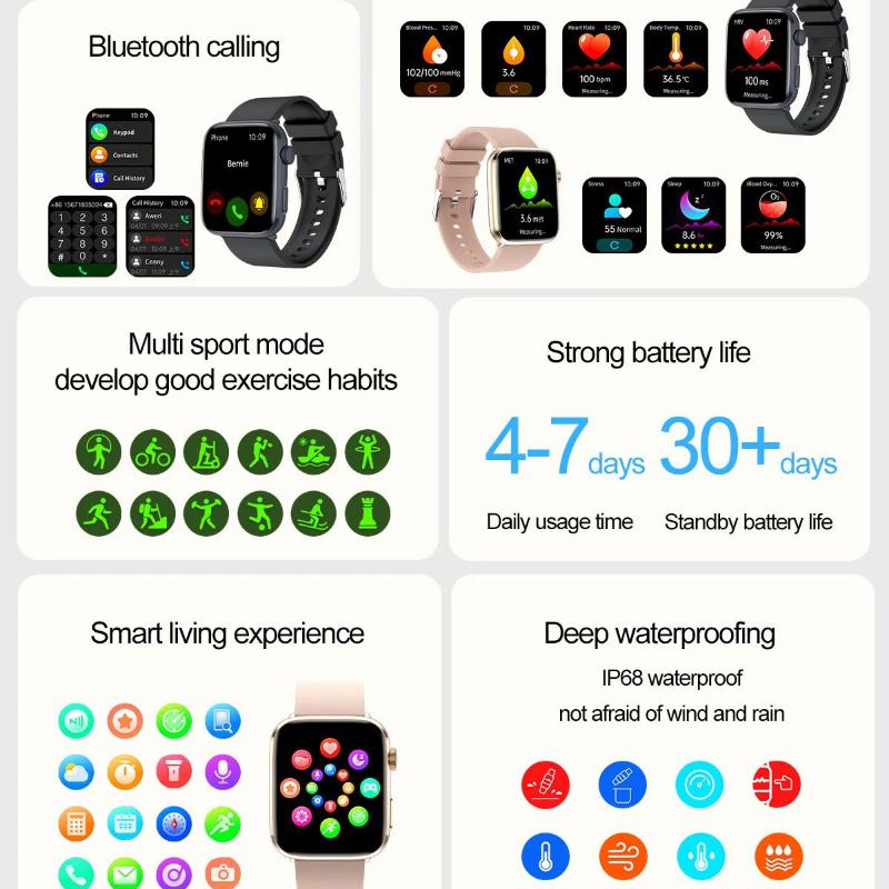 2025 New NFC Smat Watch Women 1.85-inch Blood Pressure Heart Rate Bluetooth Call Female Health Smarwatches Ladies for IOS Android