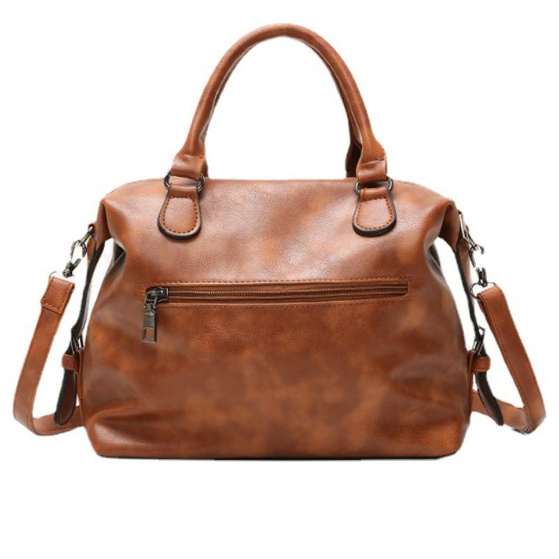 Γυναικεία Vintage Oil Wax Τσάντα Boston Fashion Top-Handle Τσάντα ώμου Δερμάτινη PU
