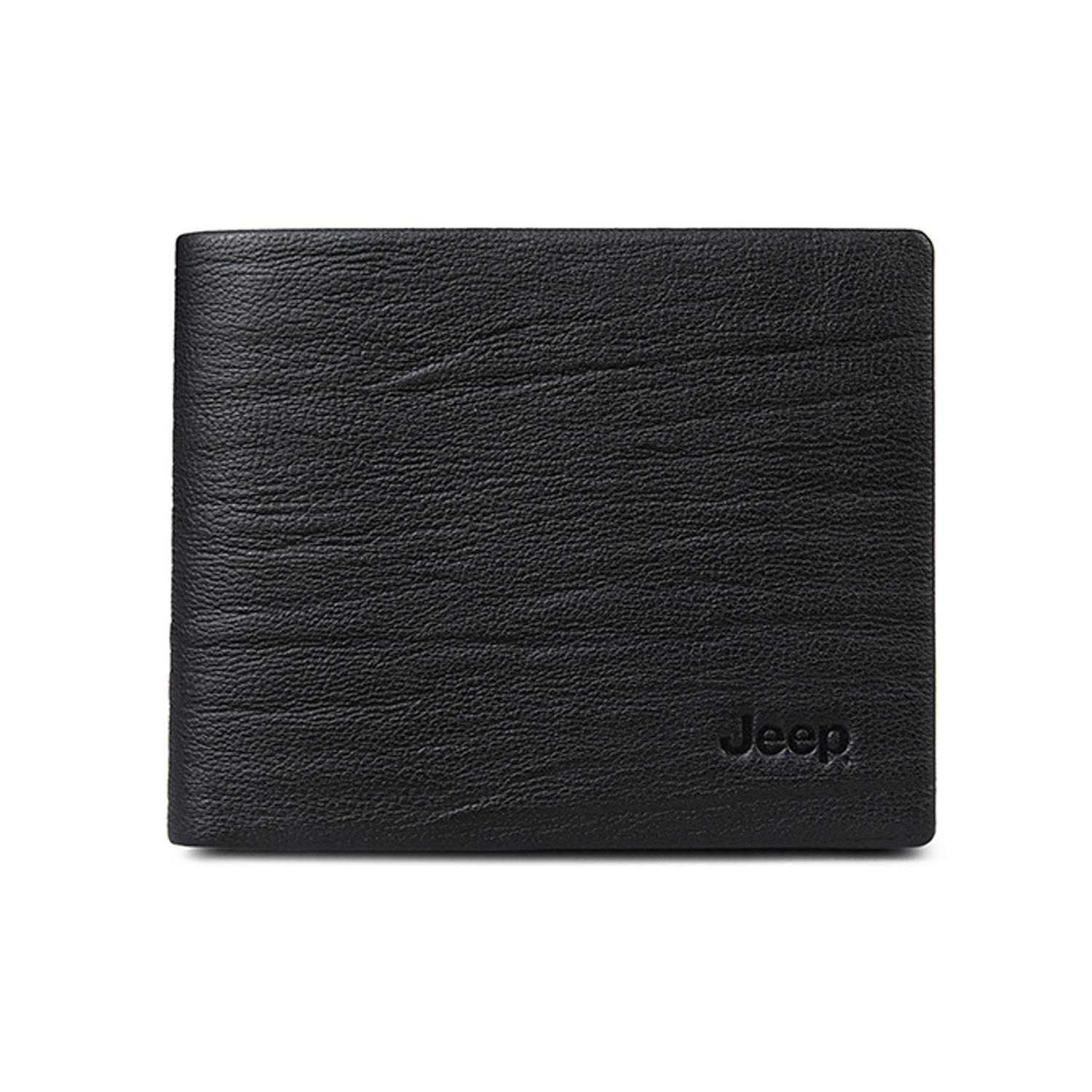 

New Jeep Genuine Leather Soft Cow Leather Coin Purse Wallet Men s Black PP51X03021 11.9*2.0*9.7CM