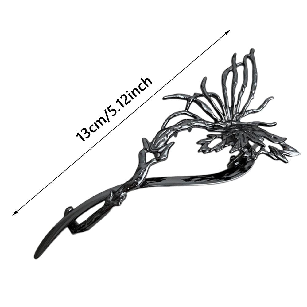 Back of Head Plate Butterfly Alloy Hairpin Large Size Hair Clip Elegant Banana Clip  for Women