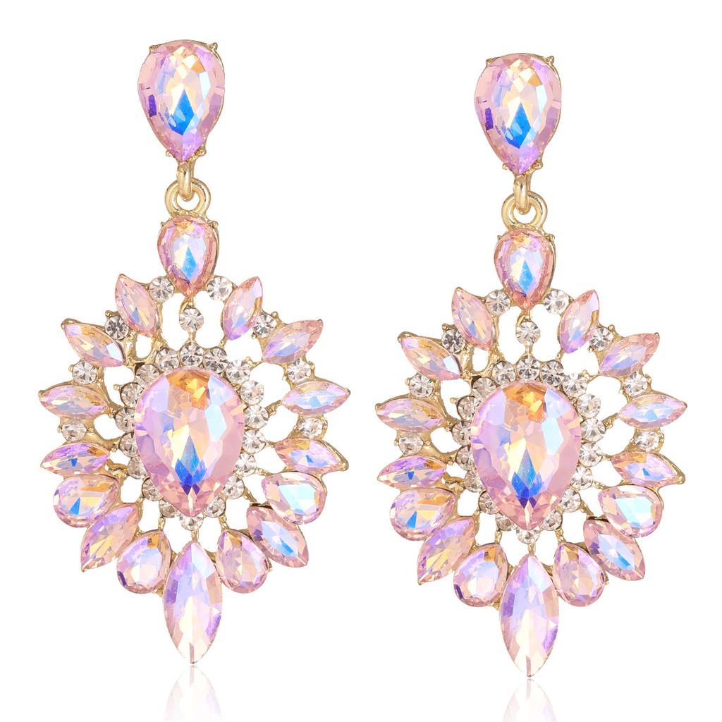 Geometric Elliptical Water Drop Earrings For Women With Rhinestone Dangle Jewelry Fashion Accessories