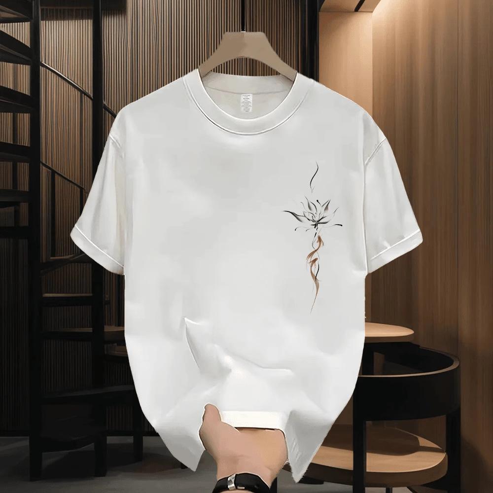 

Женская Мужская Хлопковая Футболка Круглый Вырез Короткий Рукав Принт Повседневные Футболки XXXL