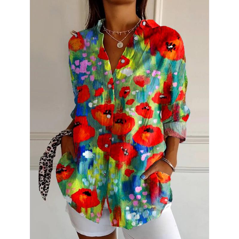3D Abstract Pattern Women's Long Shirt with Drop Shoulder Sleeves