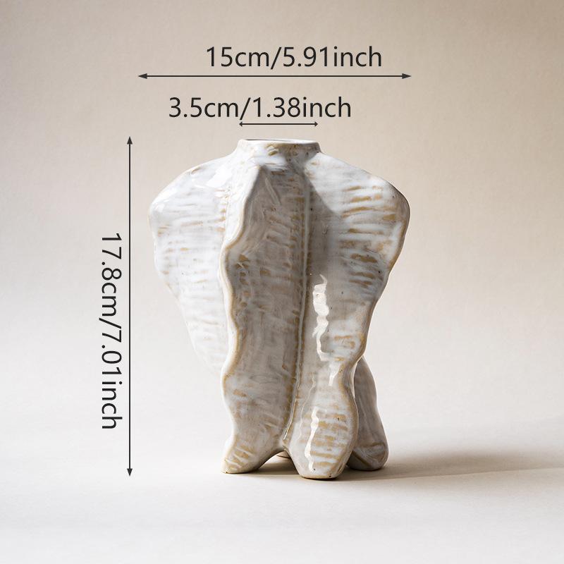 

French Style White Ceramic Vase for Flower Mid Century Modern Farmhouse Decor Handmade Art Pottery Centerpiece for Home Table