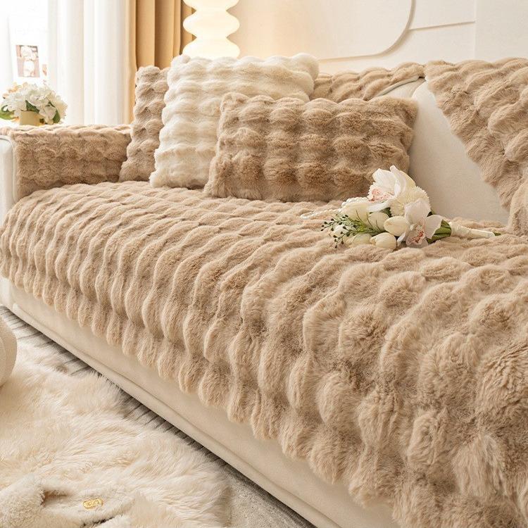 Sofa Cushion Winter Thickened Fleece Cushion Non-Slip Leather Sofa Cover Cover Cloth