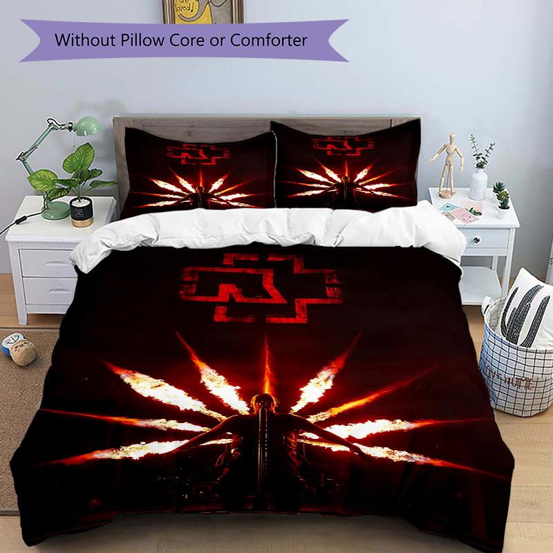 Set di biancheria da letto Rammstein da 3 pezzi Include 1 Piumone + 2 Federe, Senza Imbottiture per Cuscini, Morbido Confortevole, Leggero Traspirante, Stampato H
