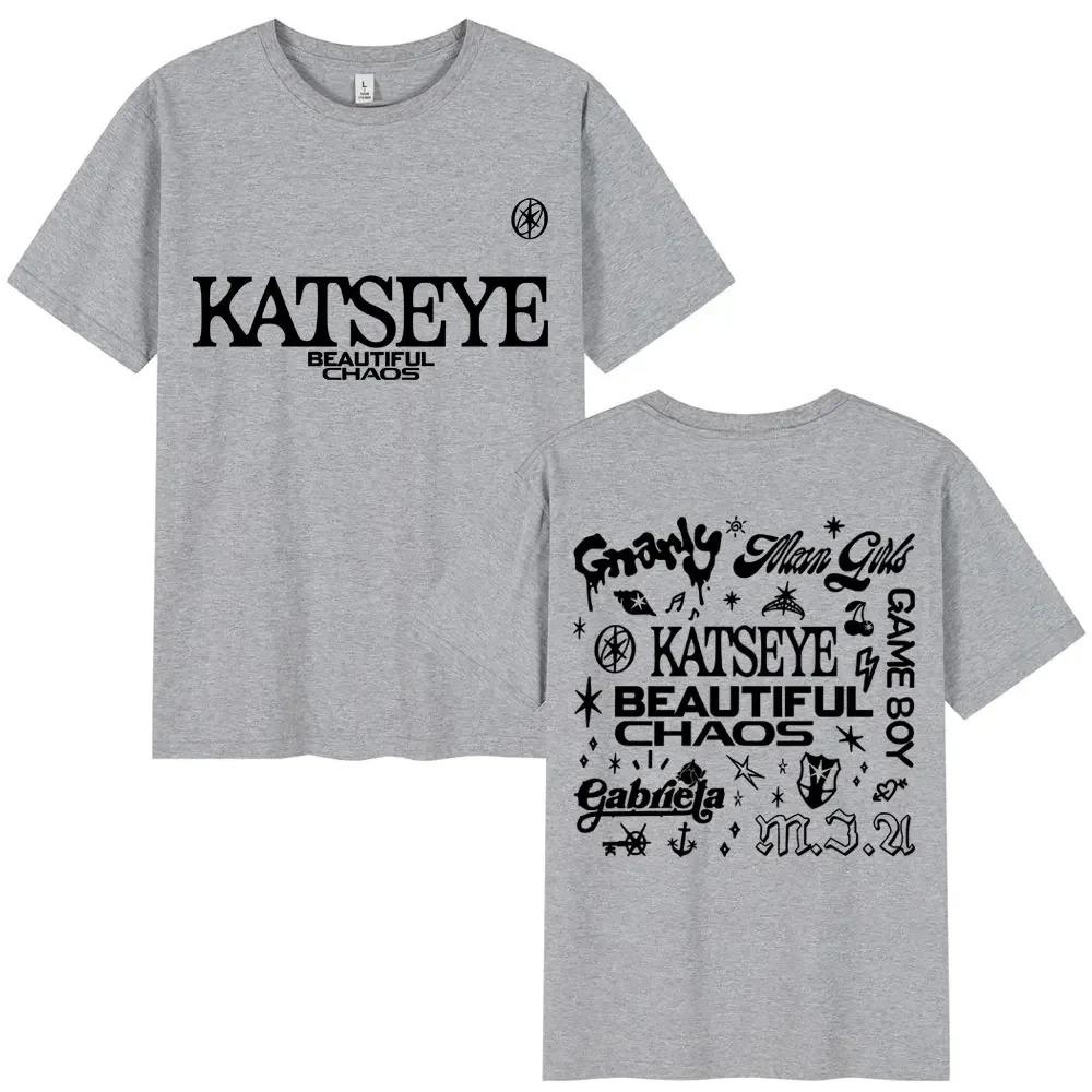 Korean Katseye Beautiful Chaos Tour T Shirt Kpop Vintage Harajuku Fashion Y2K Men Women T-shirt Cotton Loose T Shirts Fans Gifts
