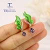 Unique Natural Blue Tanzanite Lotus Leaf Shape Design Female Earrings 925 Sterling Silver Fashion Fine Jewelry Anniversary Gift