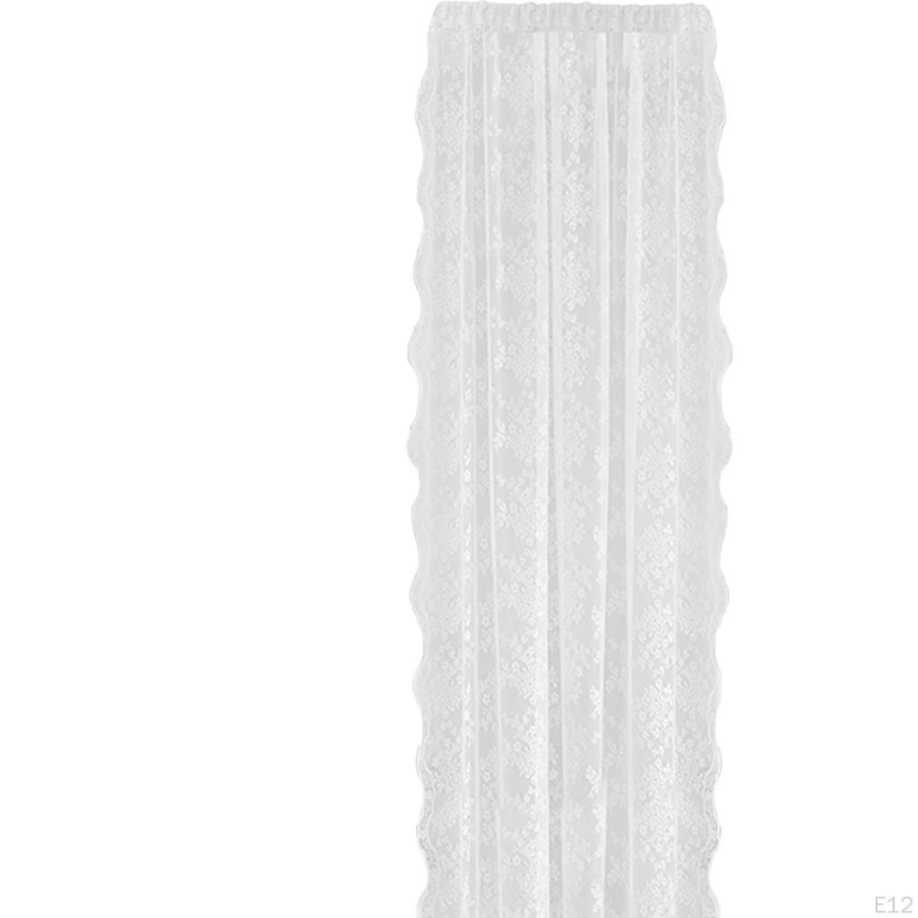 Curtain Voile Drape Drapery Transparent Floral Panel with Rod Pocket for Kitchen Hotel