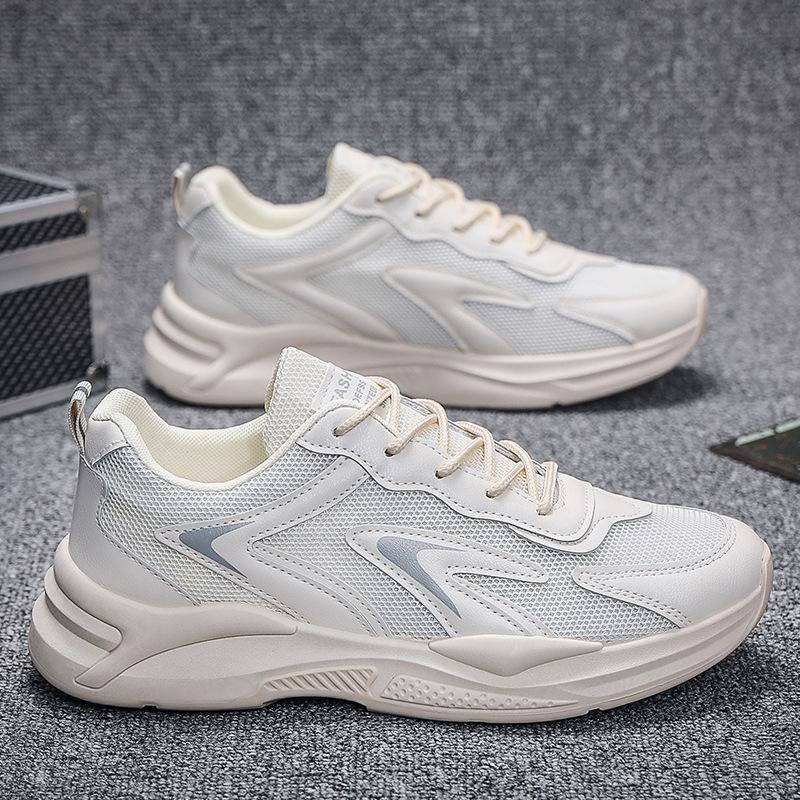 

Весенне-осенние дышащие сетчатые туфли, мужские повседневные кроссовки на платформе для папы, модные универсальные студенческие спортивные туфли 39 (male) бежевый