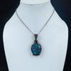 Neon Blue Apatite Gemstone Pendant 999 Copper Wire Wrapped Jewelry, Handmade Antique Pendant Jewelry, Gift For Mother