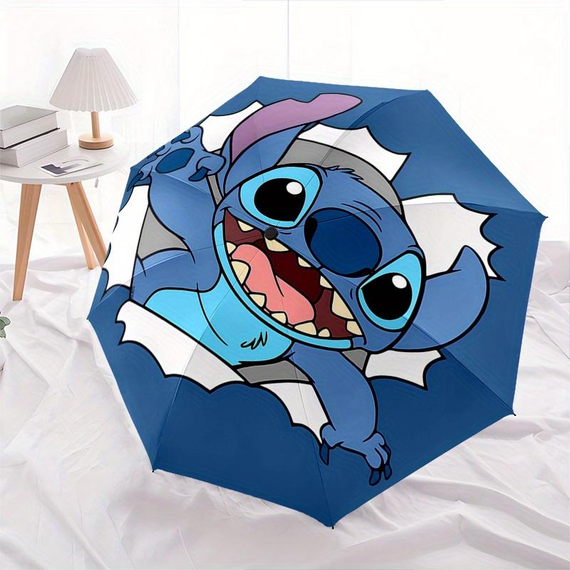 Disney Stitch,Cartoon Automatic Opening and Closing Umbrella   Suitable for All Weather and Business Umbrella, Unisex Portable Tri fold Smal
