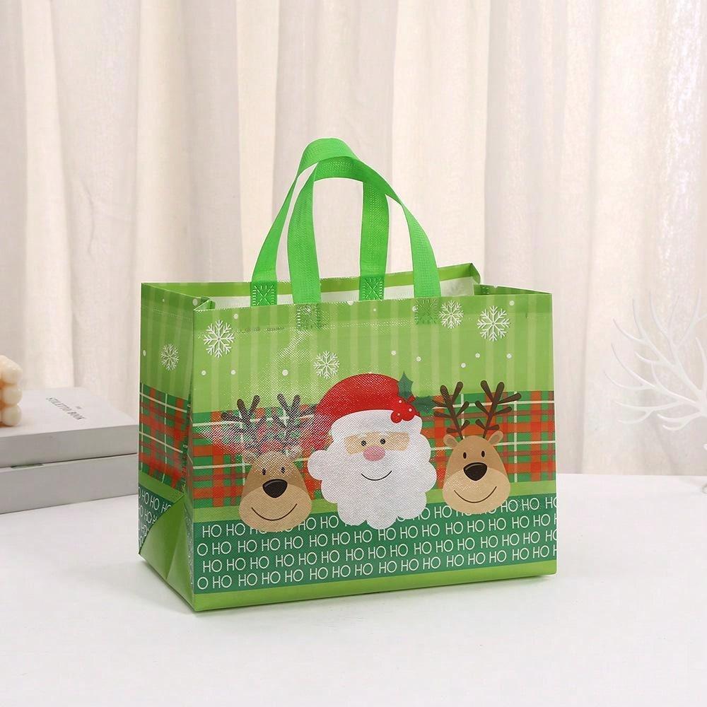 4pcs Christmas Gift Packaging Bags Non-woven Fabric Snack Candy Tote Bags Party Decoration Gift Bags