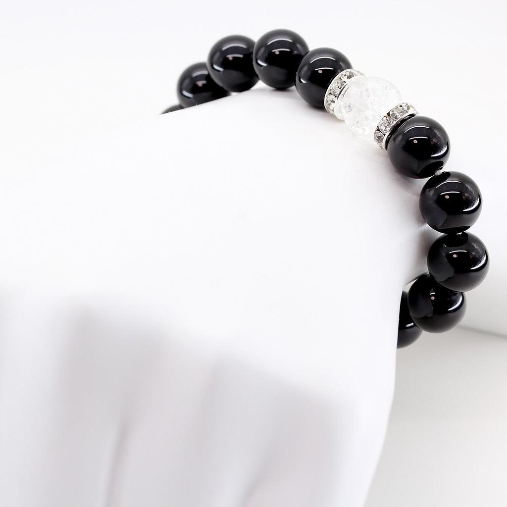 Onyx Gebetsperlen Amulett Paar Armband Kraftstein mit Geschenkbox aus Paulownia [Ishiki] [b033]