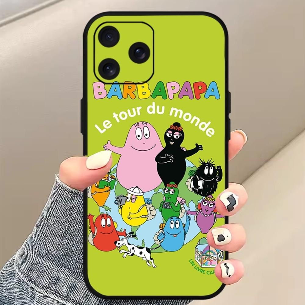 Cartoon Barbapapa Telefon Fall Für Samsung S20 S21 S22 S23 S24 Hinweis 20 4G 5G Plus Ultra Schwarz weiche Shell