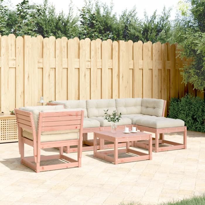 VidaXL Salon de Jardin avec Coussins 5 pcs, Canapés de Patio, Ensemble de Meubles, Mobilier de Terrasse Extérieur, Bois 3216923