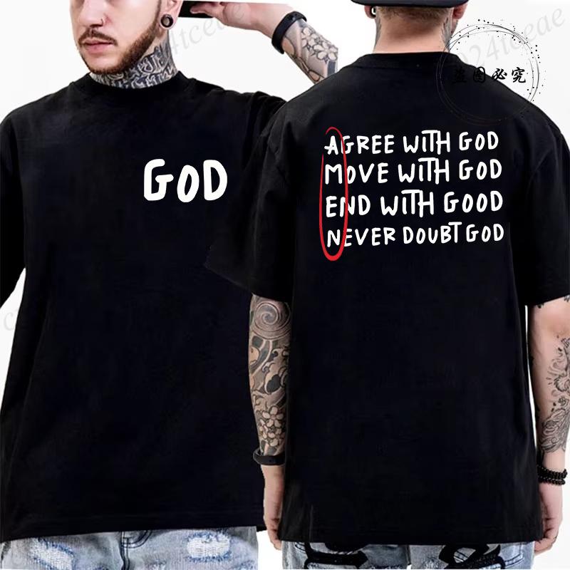 Letní pánská trička Pohodlná s kulatým výstřihem Krátký rukáv Ležérní tričko Křesťanský Ježíš Biblický verš Potisk Pánská módní trička