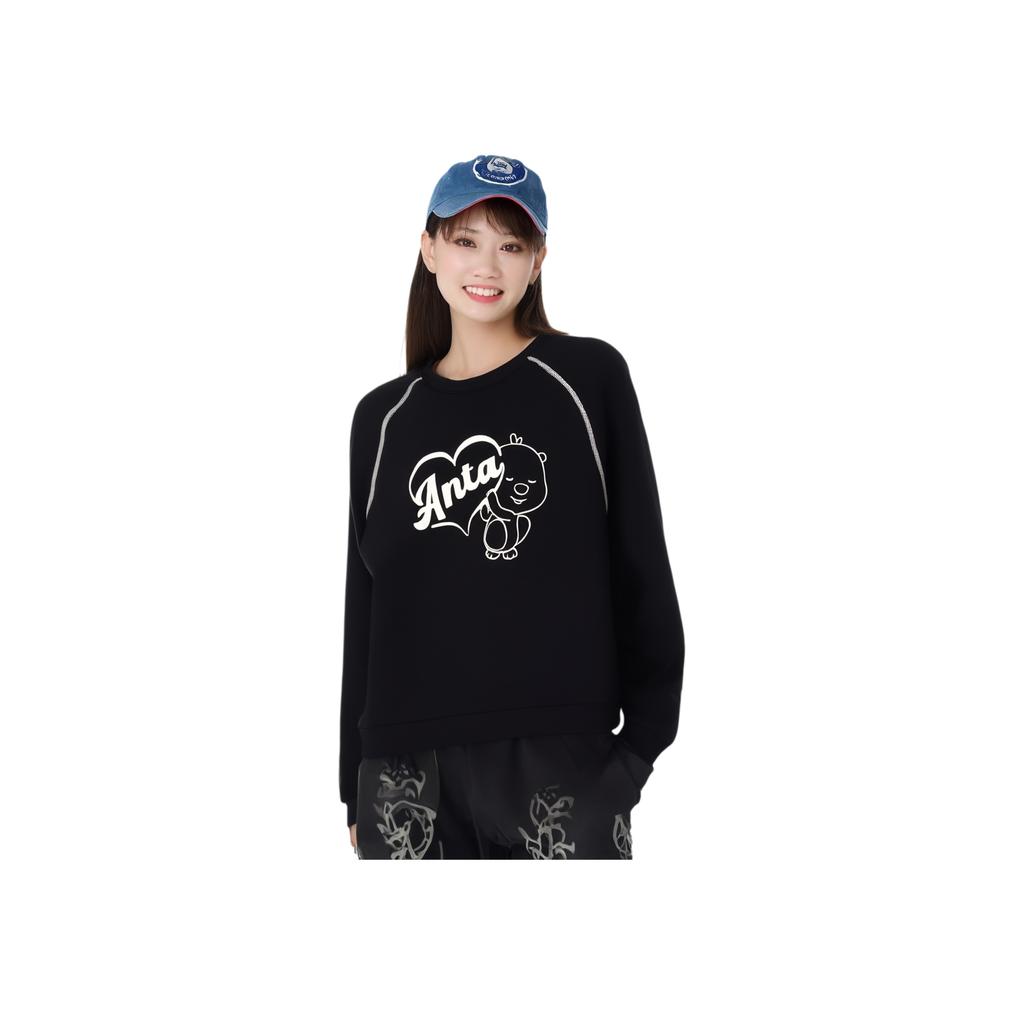 Anta Cotton Loose Comfortable Fleece Warm Trendy Printed Casual Sweatshirt Women sweatshirt 962548703-2