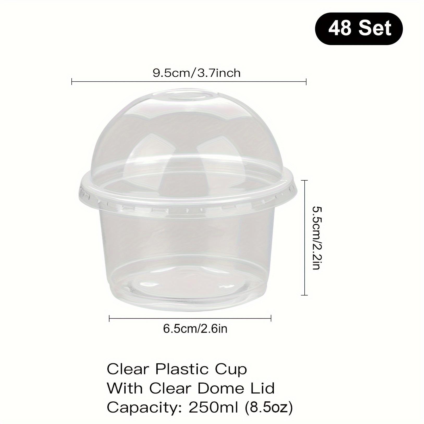 

50pcs Dessert Cups with Lids 250ML/300ML Plastic Pudding Cups for Ice-Cream Mousse Picnic Party Packing - Set of 50