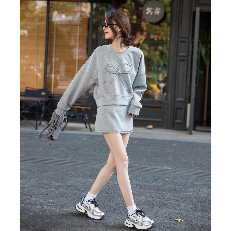 Mokana Women's Stylish Long-Sleeve Sweatshirt & Short Skirt Set MKNJD3012