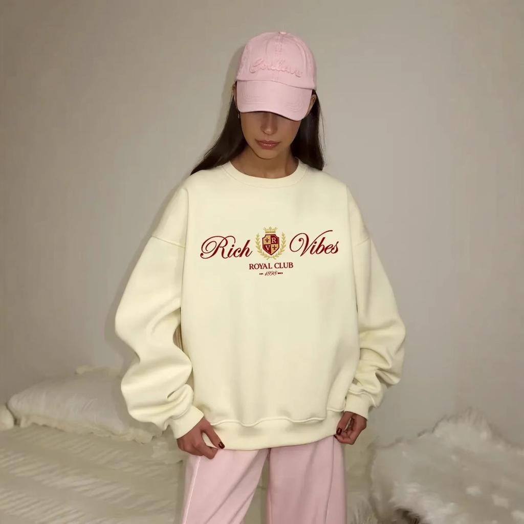 Women's Crew Neck Long Sleeve Sweatshirt Loose Fit Streetwear Letter Print Pullover Casual Top