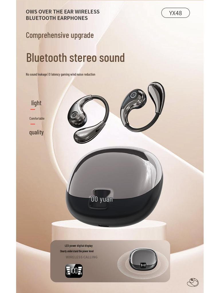 YX48 Wireless Bluetooth Ear-Hook Earbuds with HIFI Sound and ENC Noise Cancelling